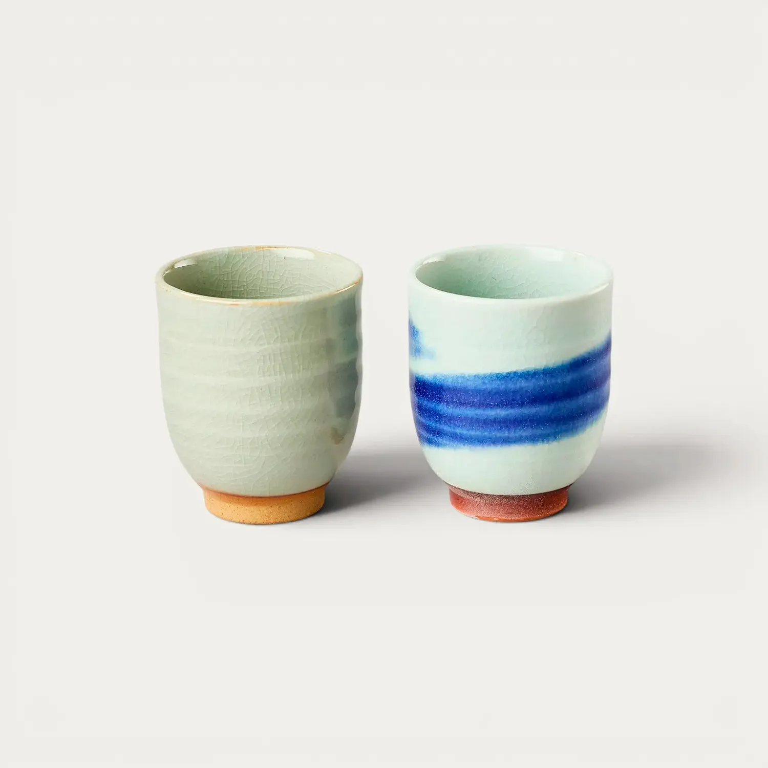 Nishikidori coffret duo tasses thé beige bleu brossé