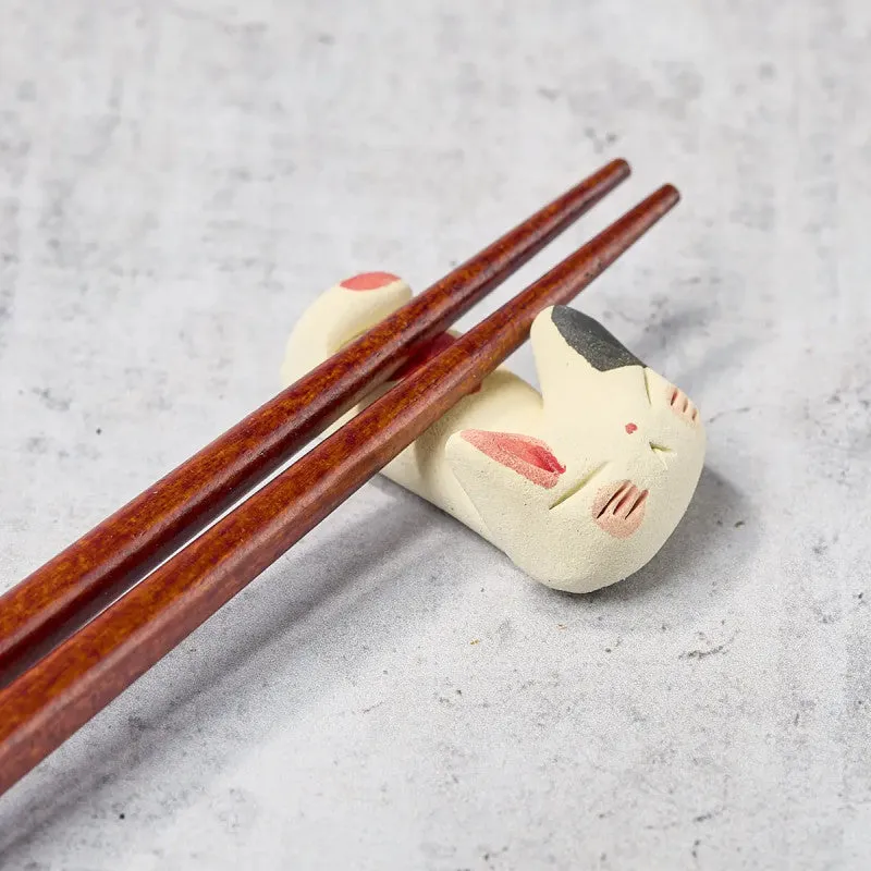 NISHIKIDORI repose-baguettes chat endormi beige céramique