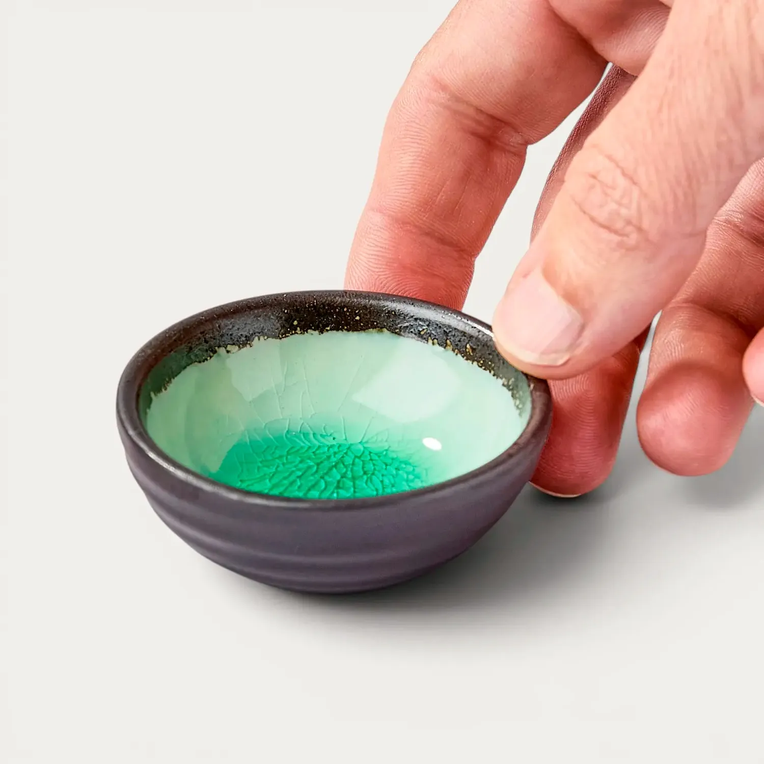 NISHIKIDORI Coupelle céramique verre émaillé vert océan