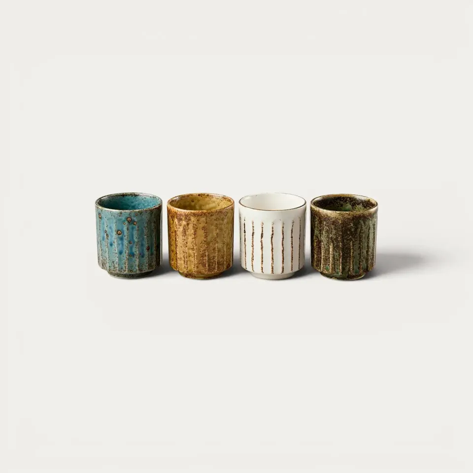 Nishikidori Shinogi coffret 4 bols 220 ml striés