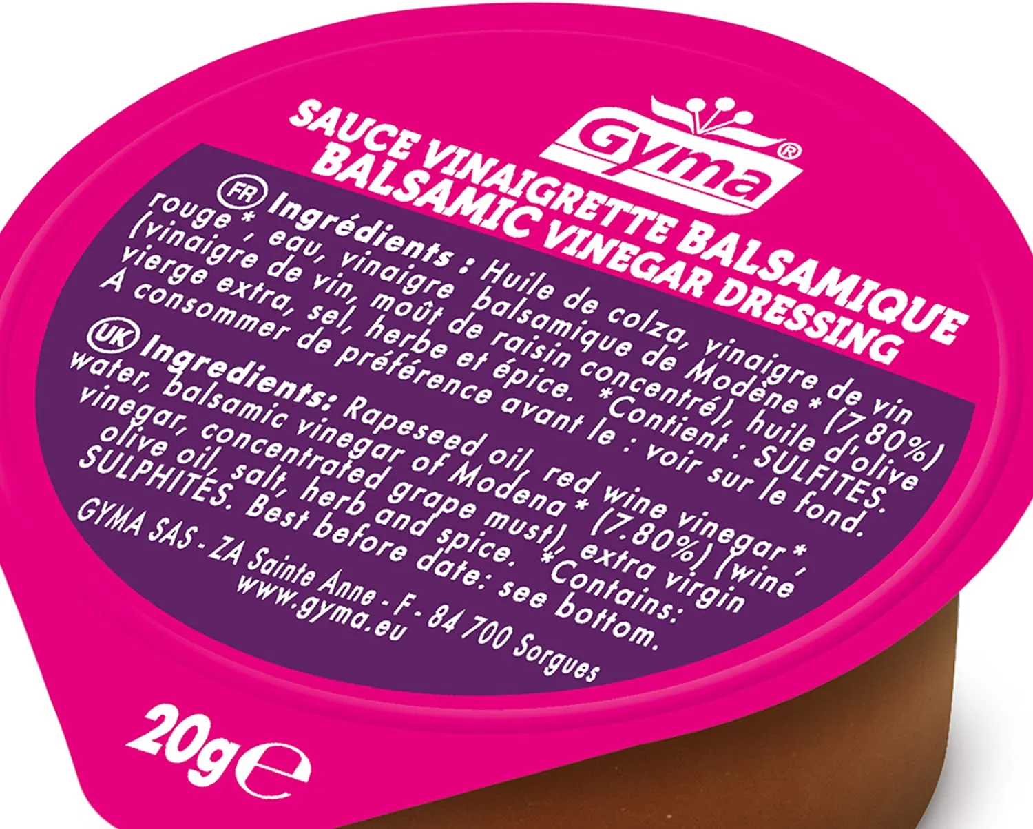 Gyma Vinaigrette Balsamique coupelles 168 x 25 ml nomade
