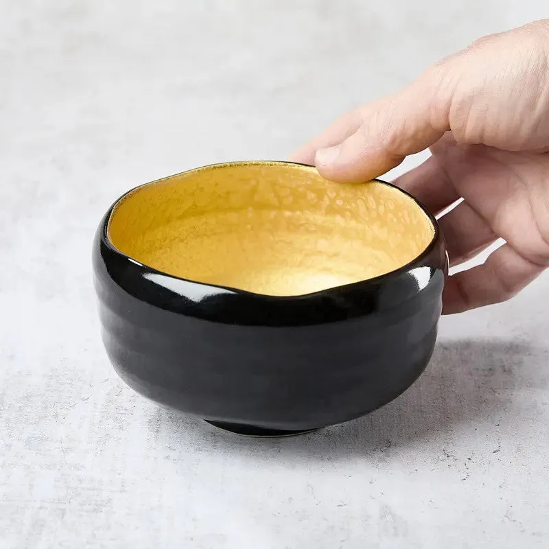 Nishikidori bol à thé matcha glaçure or