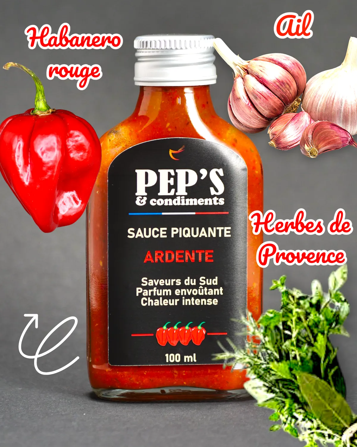 Pep's L'Ardente sauce piquante habanero ail 67 000 SHU