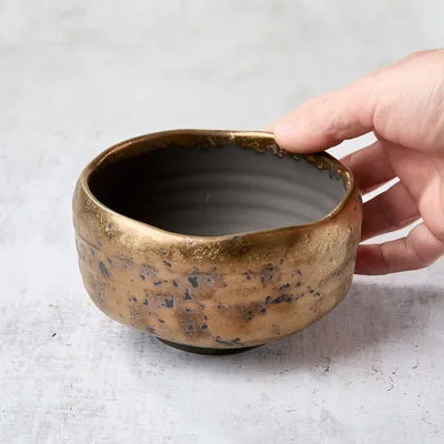 NISHIKIDORI KINTATAKI bol matcha chawan motif doré