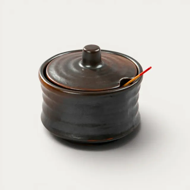 Nishikidori Yakishime pot à épices cylindrique shichimi