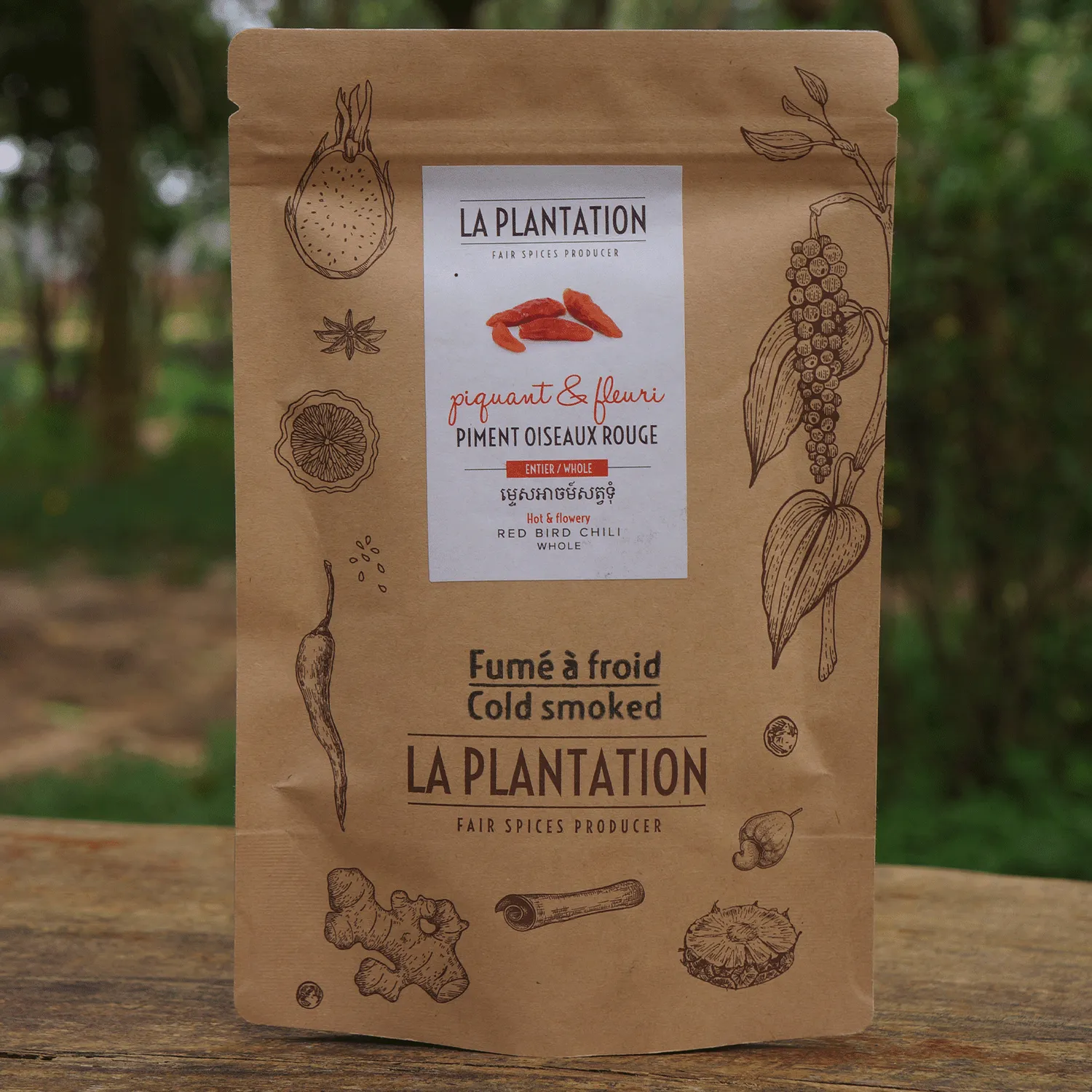 La Plantation Piment Oiseau Rouge piment fumé séché