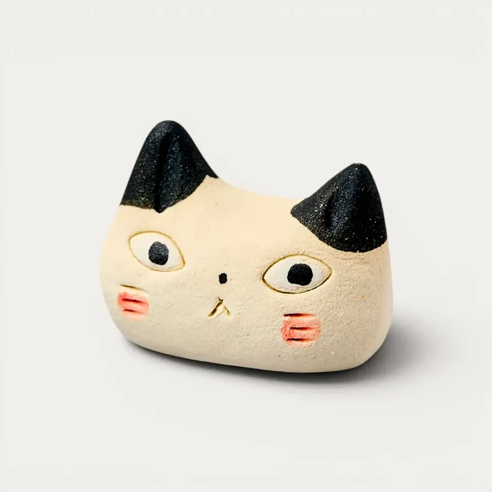 Nishikidori Repose-Baguettes Tête de Chat beige