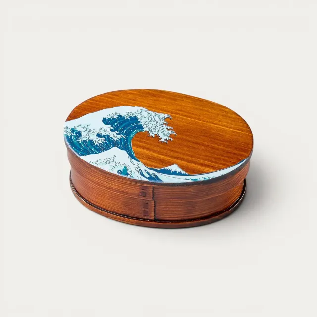 NISHIKIDORI Hokusai boîte bento cèdre laqué 700 ml vague