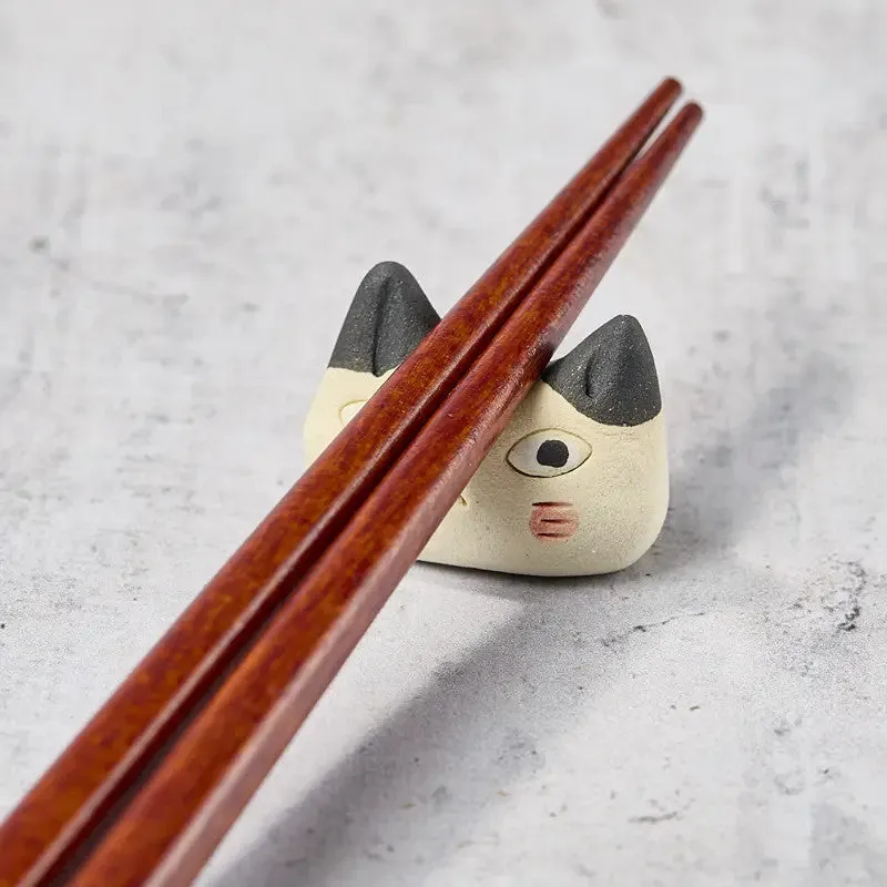 Nishikidori Repose-Baguettes Tête de Chat beige