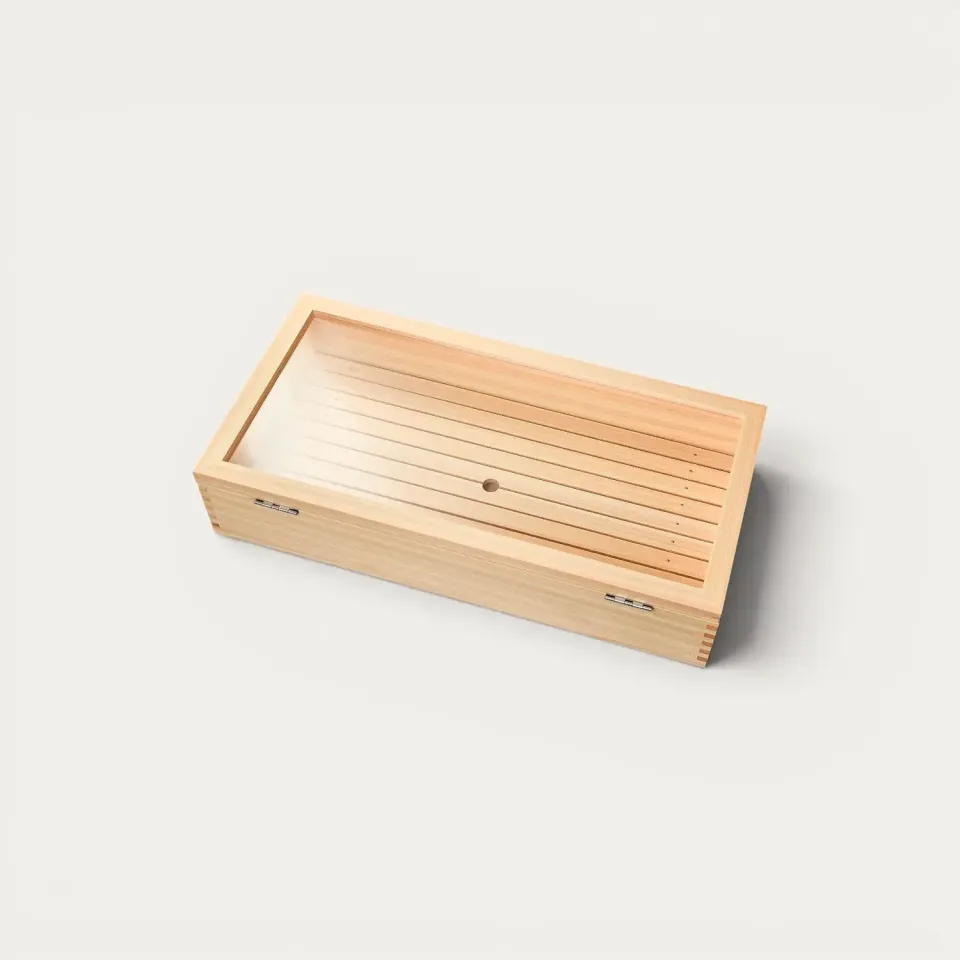 Nishikidori Sushi Neta Box L boite sushi hinoki 600x300 charnieres