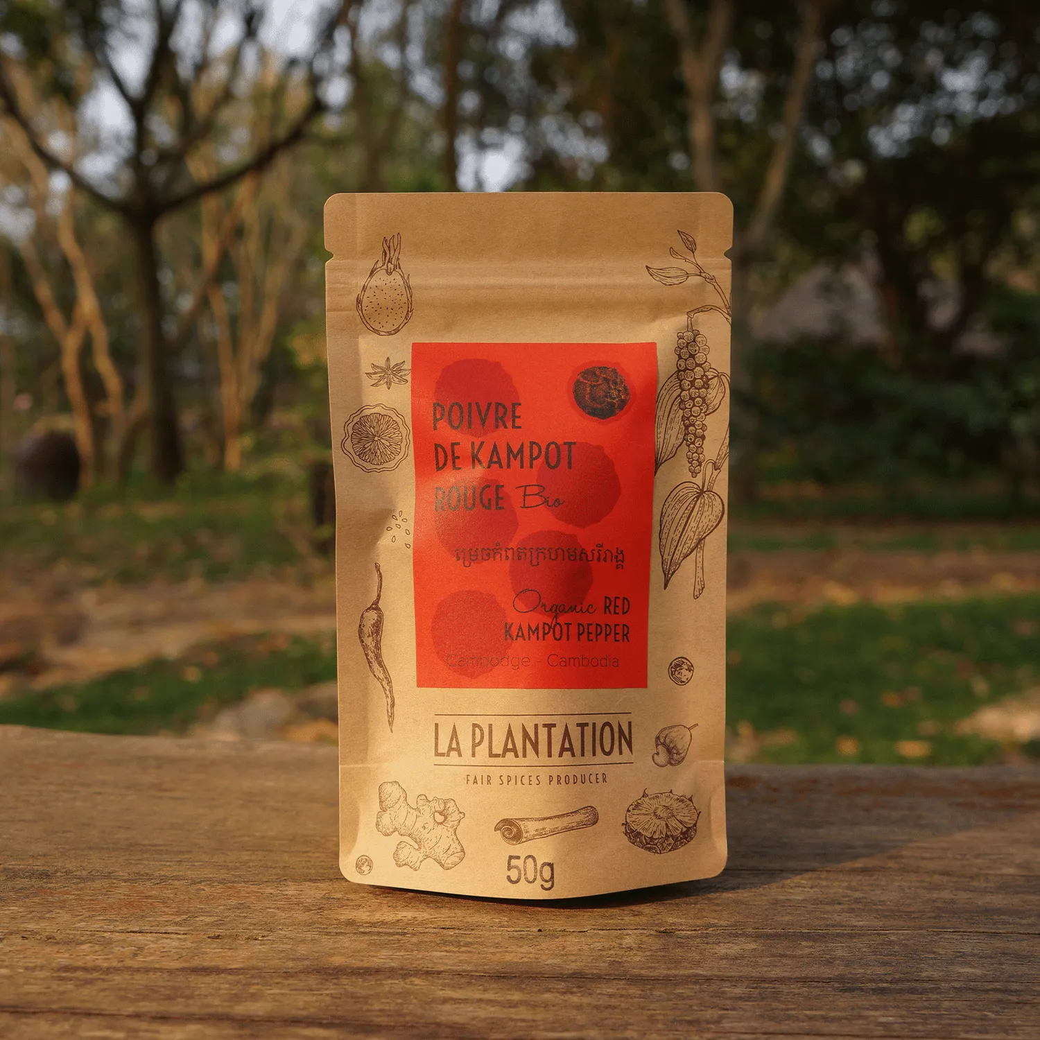 La Plantation Poivre de Kampot Rouge IGP grains fruités