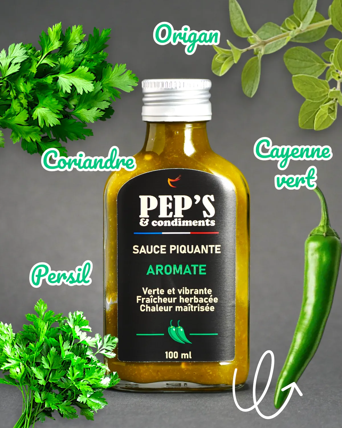 Pep's & condiments L'Aromate sauce verte Cayenne 100 ml