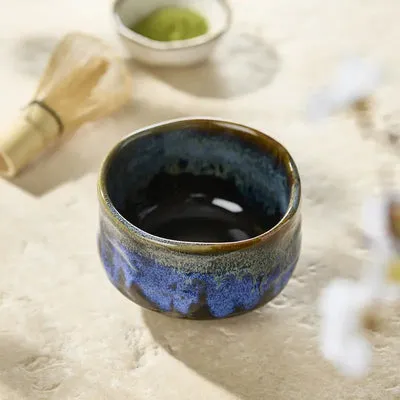 Nishikidori Black & Blue chawan bol matcha épais artisanal