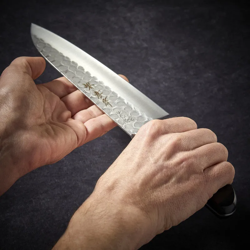 NISHIKIDORI Grand Santoku couteau lame martelée 180 mm