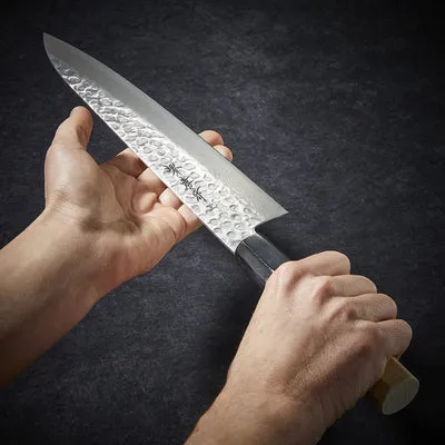 Nishikidori couteau chef damas martelé 240mm 45 couches