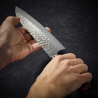 NISHIKIDORI Santoku 180 mm couteau damas 33 couches martelé
