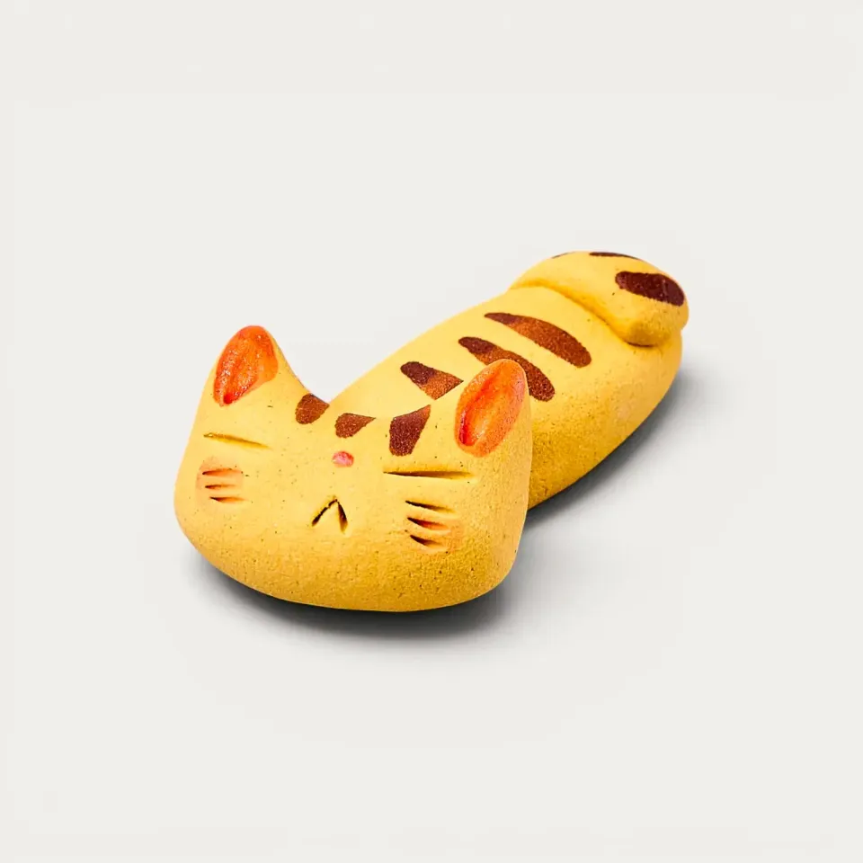 NISHIKIDORI repose-baguettes chat endormi beige céramique