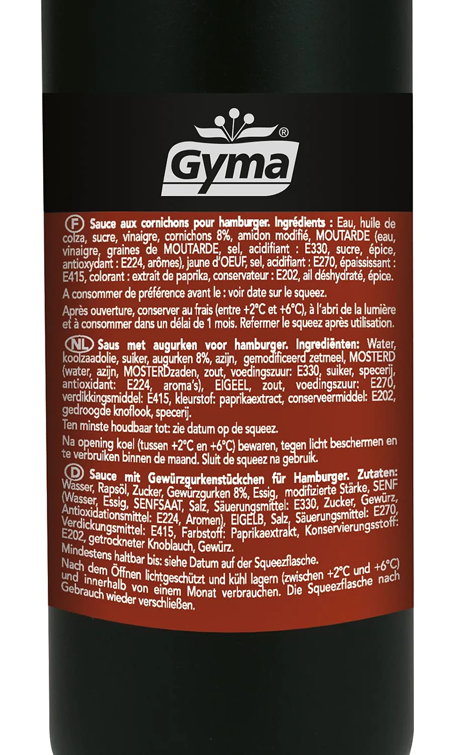 Gyma Suprême Burger sauce squeez 950g cornichons