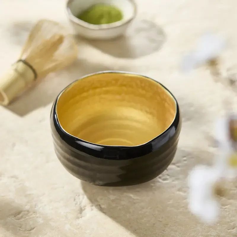 Nishikidori bol à thé matcha glaçure or
