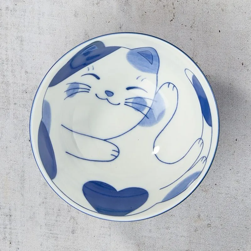 NISHIKIDORI Sieste Chat Bol à riz porcelaine Poisson
