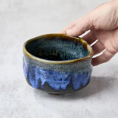 Nishikidori Black & Blue chawan bol matcha épais artisanal
