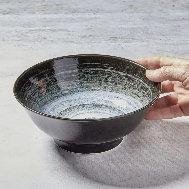 Nishikidori Kuro bol à ramen porcelaine 1300ml vague