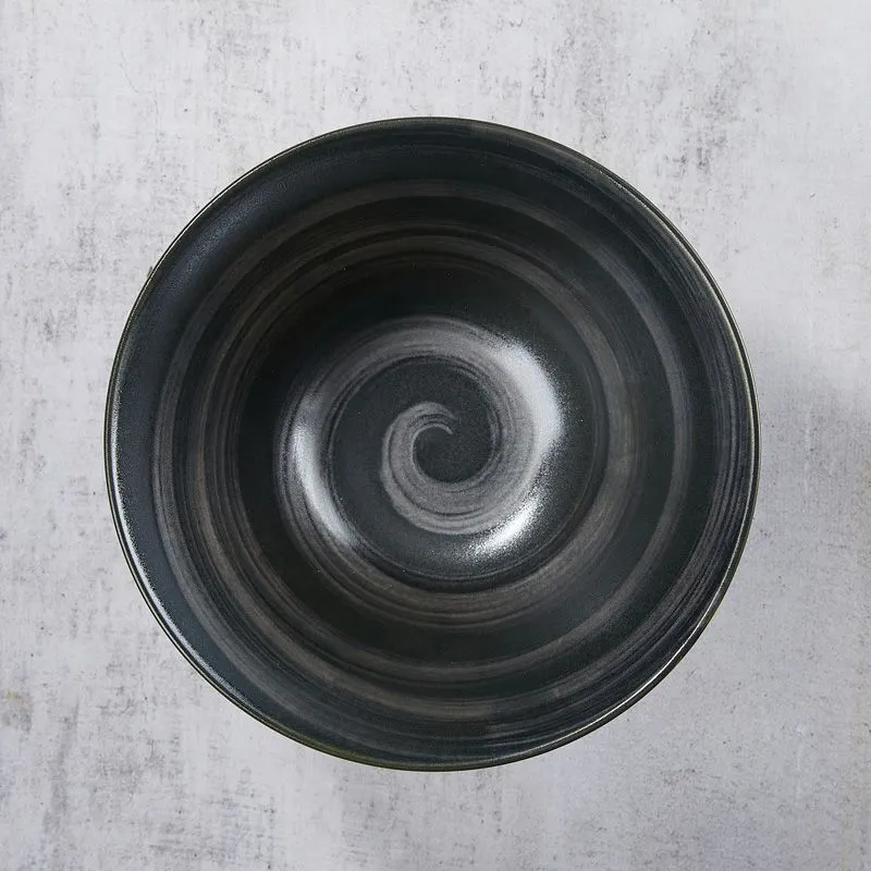 NISHIKIDORI Minoyaki bol à ramen porcelaine Horitokusakuro noir