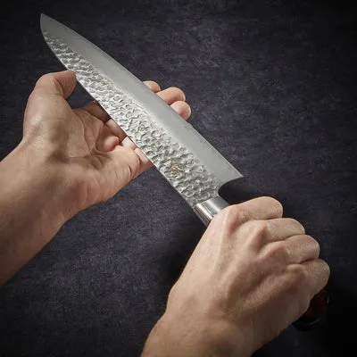 NISHIKIDORI couteau chef damas 33 couches 240mm martelé