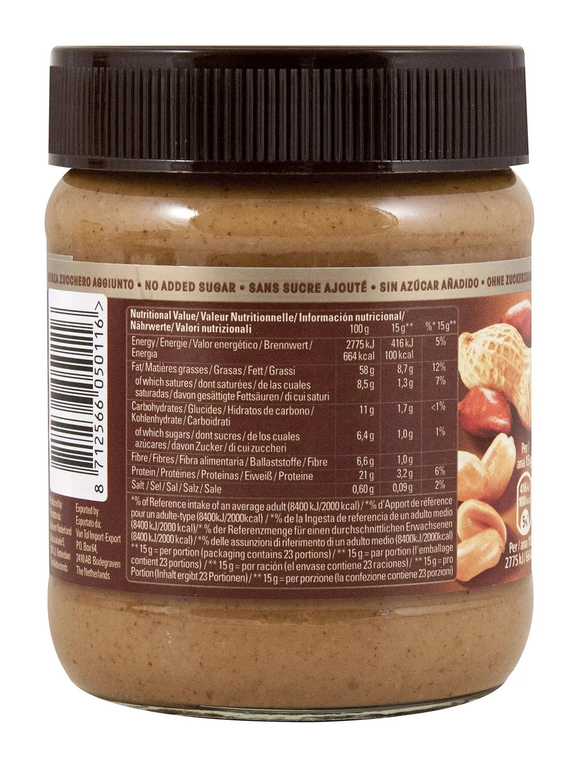 Calvé Beurre de cacahuète lisse 350g sans sucre ajouté
