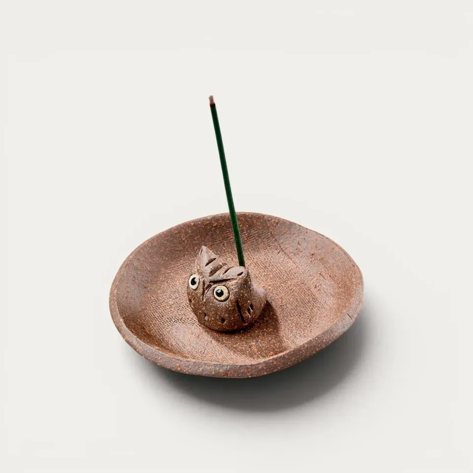 Nishikidori coupelle à encens artisanale décor hibou