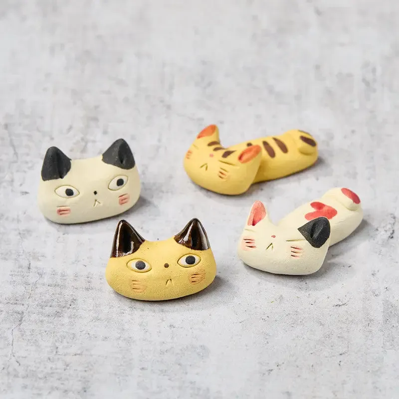 Nishikidori Repose-Baguettes Tête de Chat beige