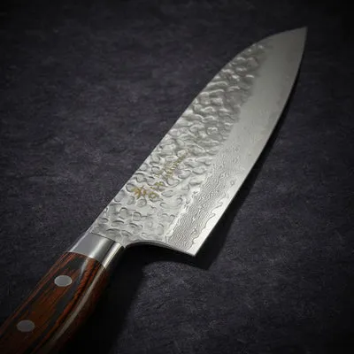 NISHIKIDORI Santoku 180 mm couteau damas 33 couches martelé