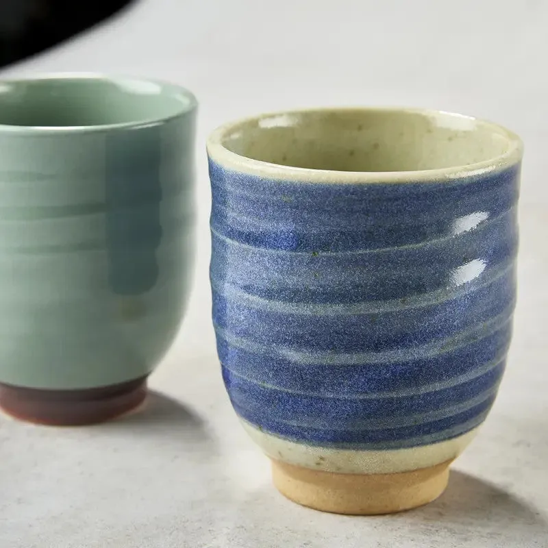Nishikidori coffret duo tasses thé beige bleu brossé