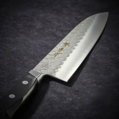 NISHIKIDORI Grand santoku couteau 180 mm lame martelée