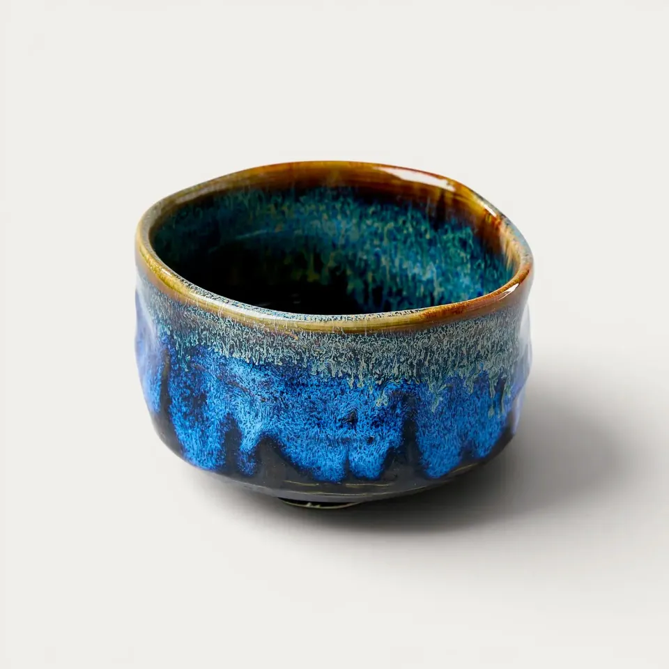 Nishikidori Black & Blue chawan bol matcha épais artisanal