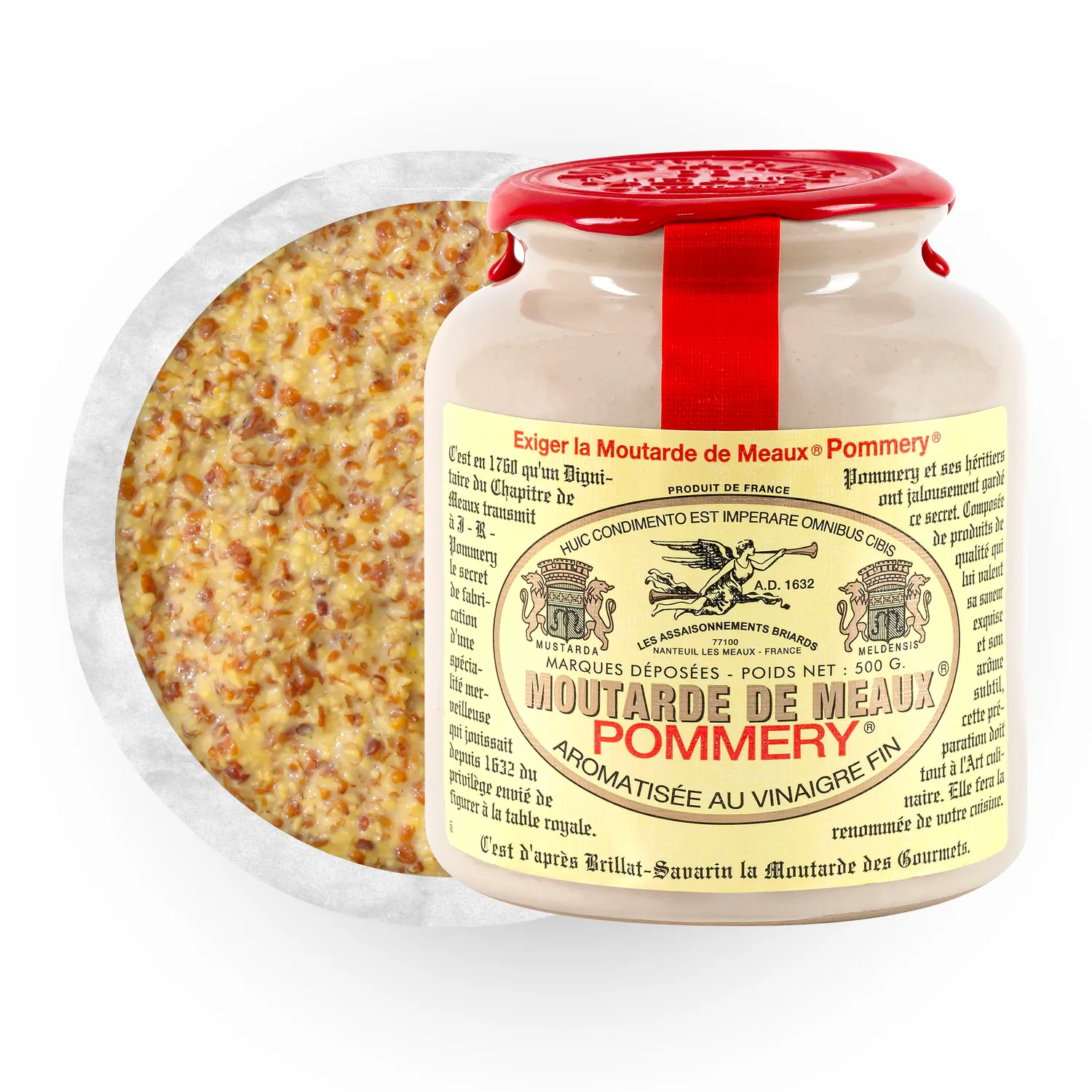 Pommery Moutarde de Meaux cirée 500g grains douce