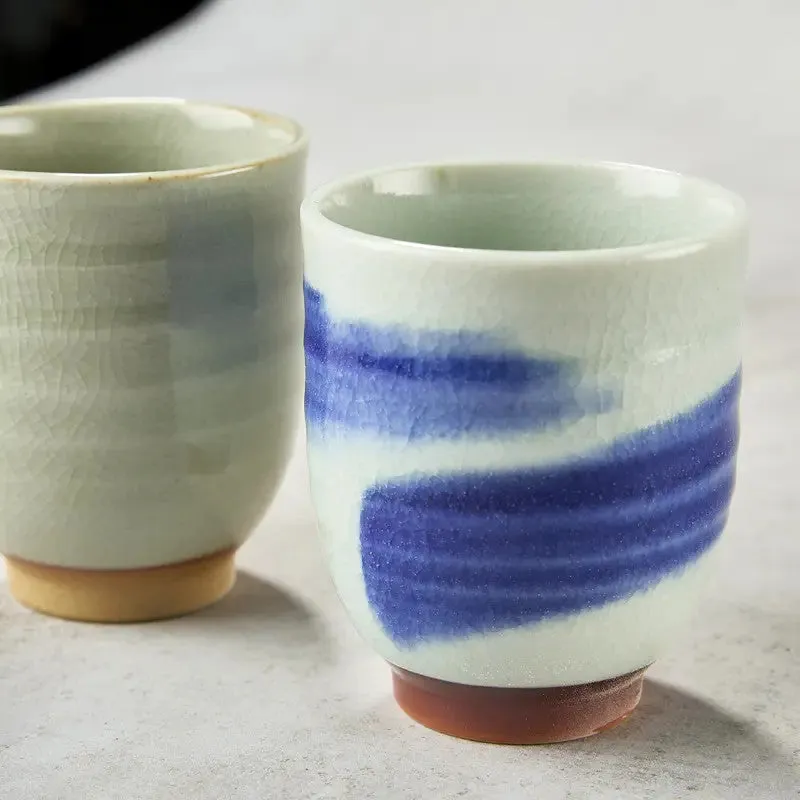 Nishikidori coffret duo tasses thé beige bleu brossé