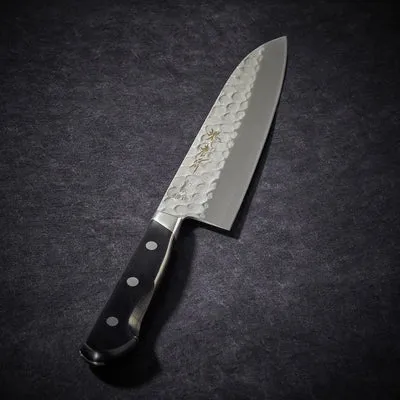 NISHIKIDORI Grand santoku couteau 180 mm lame martelée