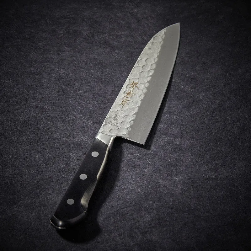 NISHIKIDORI Grand Santoku couteau lame martelée 180 mm