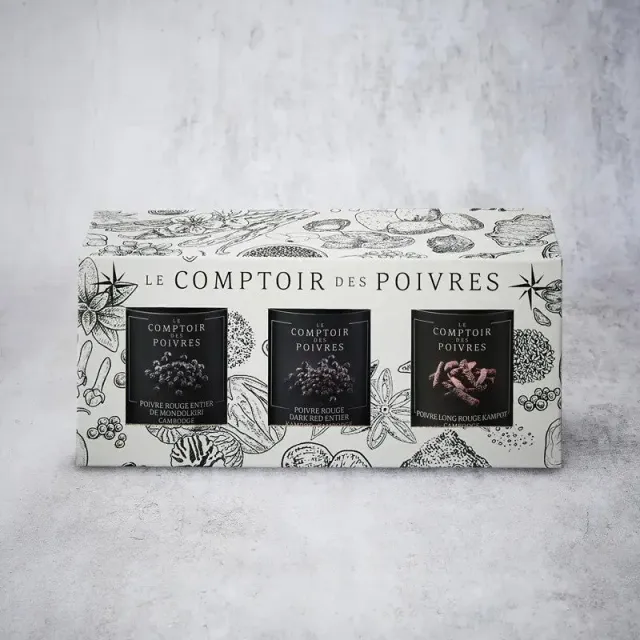 Nishikidori coffret 3 poivres rouges epices cadeau intense