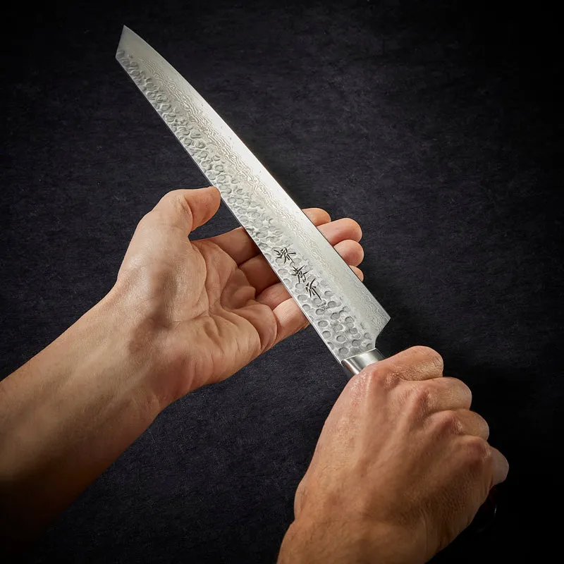 Nishikidori Kiritsuke Yanagiba couteau 300mm damas