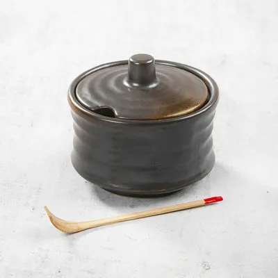 Nishikidori Yakishime pot épices shichimi karashi cylindrique