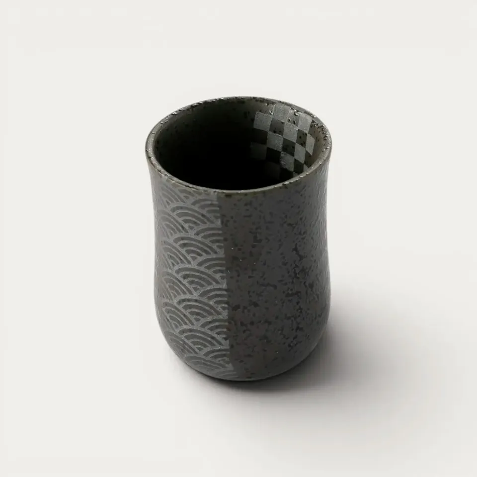 Nishikidori Verre Saké Argent Noir Komon