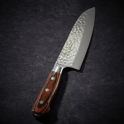 NISHIKIDORI Santoku 180 mm couteau damas 33 couches martelé