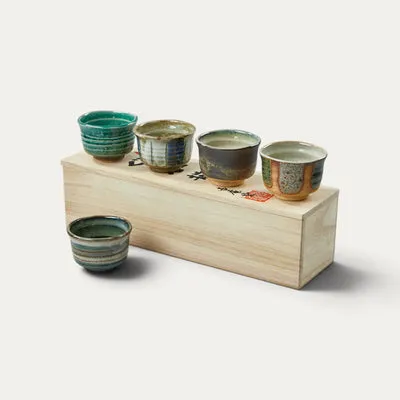 Nishikidori tasses à saké lot 5 couleurs céramique