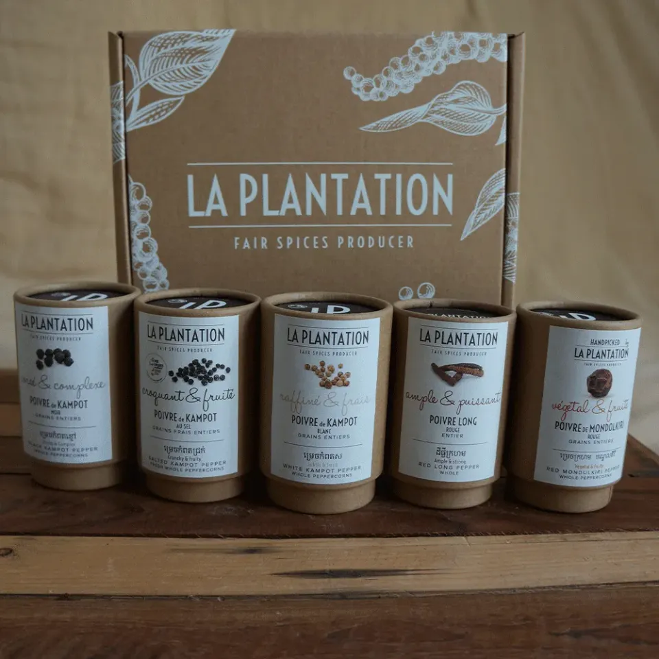 La Plantation Coffret Poivres du Cambodge cadeau assorti