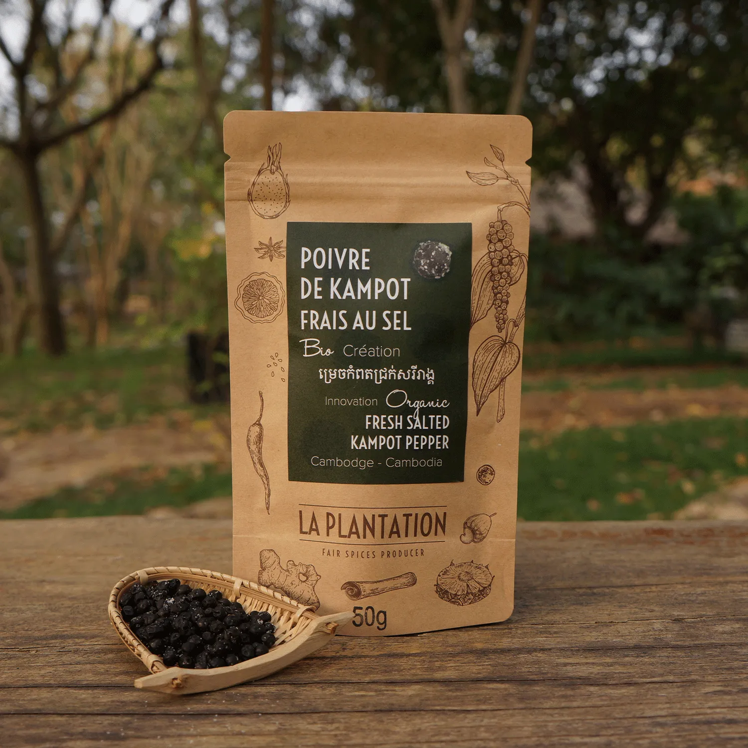 La Plantation Poivre Kampot Frais au Sel grains tendres