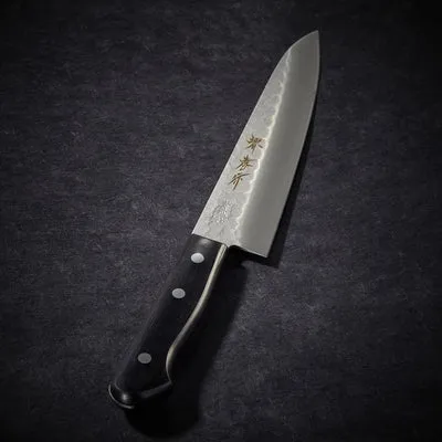 Nishikidori Chef lame martelée couteau 180 mm fourreau