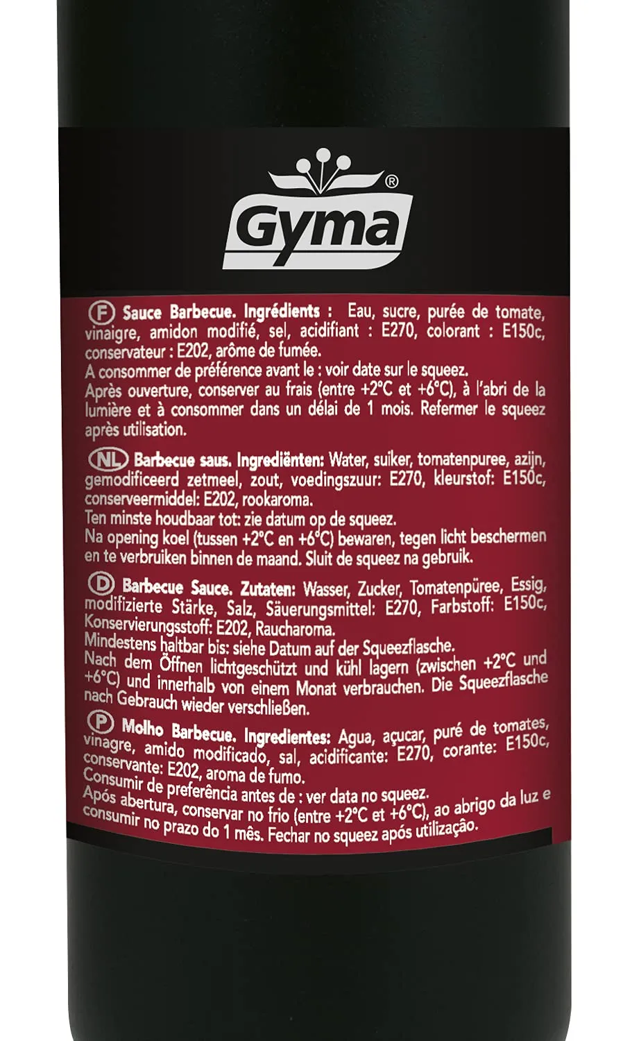 Gyma Barbecue sauce squeez 950g fumée