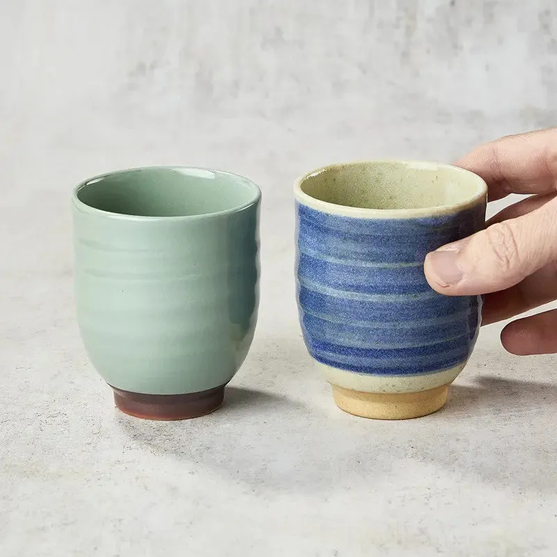 Nishikidori coffret duo tasses thé beige bleu brossé